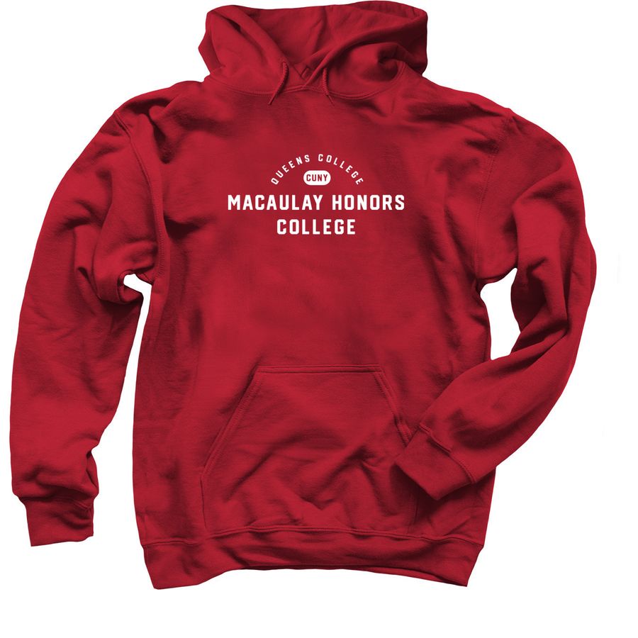 Macaulay at Queens College, a Cardinal Red Pullover Hoodie