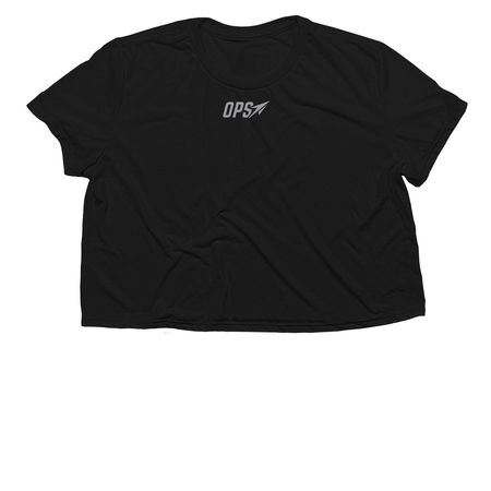 OPS Cropped Competition Tee (Gray), a Black Women?s Flowy Cropped Tee