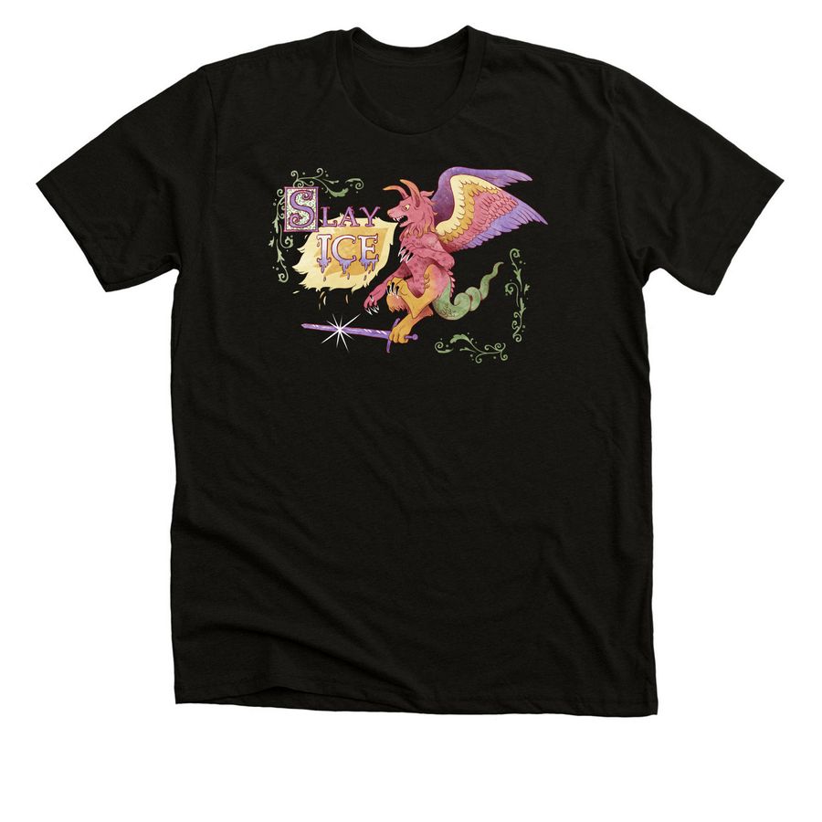 Ice Slaying Dragon, a Solid Black Blend Premium Unisex Tee