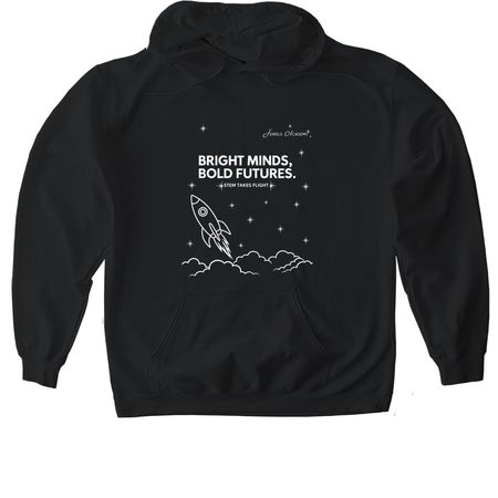 Bright Minds, Bold Futures, a Black Gildan Softstyle Pullover Hoodie
