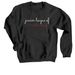 JLP Script Print, a Black Crewneck Sweatshirt