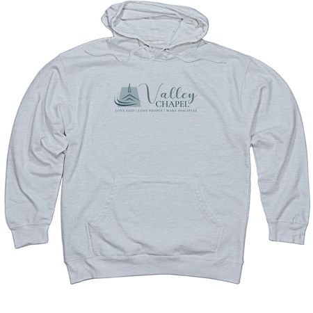 Valley Chapel in Blue, a Grey Heather Midweight Pullover Hoodie