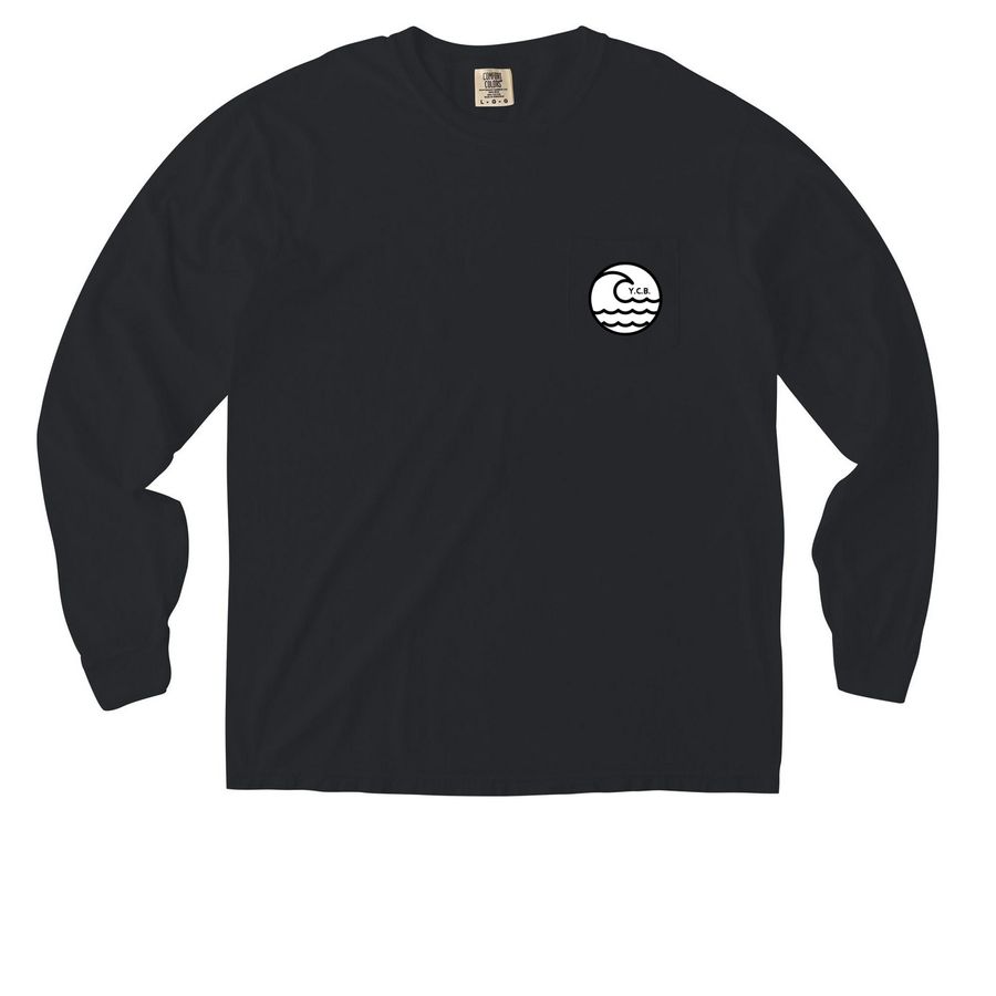 Half and half&nbsp; YCB, a Black Comfort Colors Long Sleeve Pocket Tee