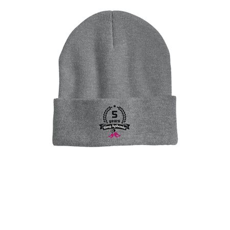 Sing Aphasia - 5 years hat, a Dark Heather Grey Printed Cuffed Beanie