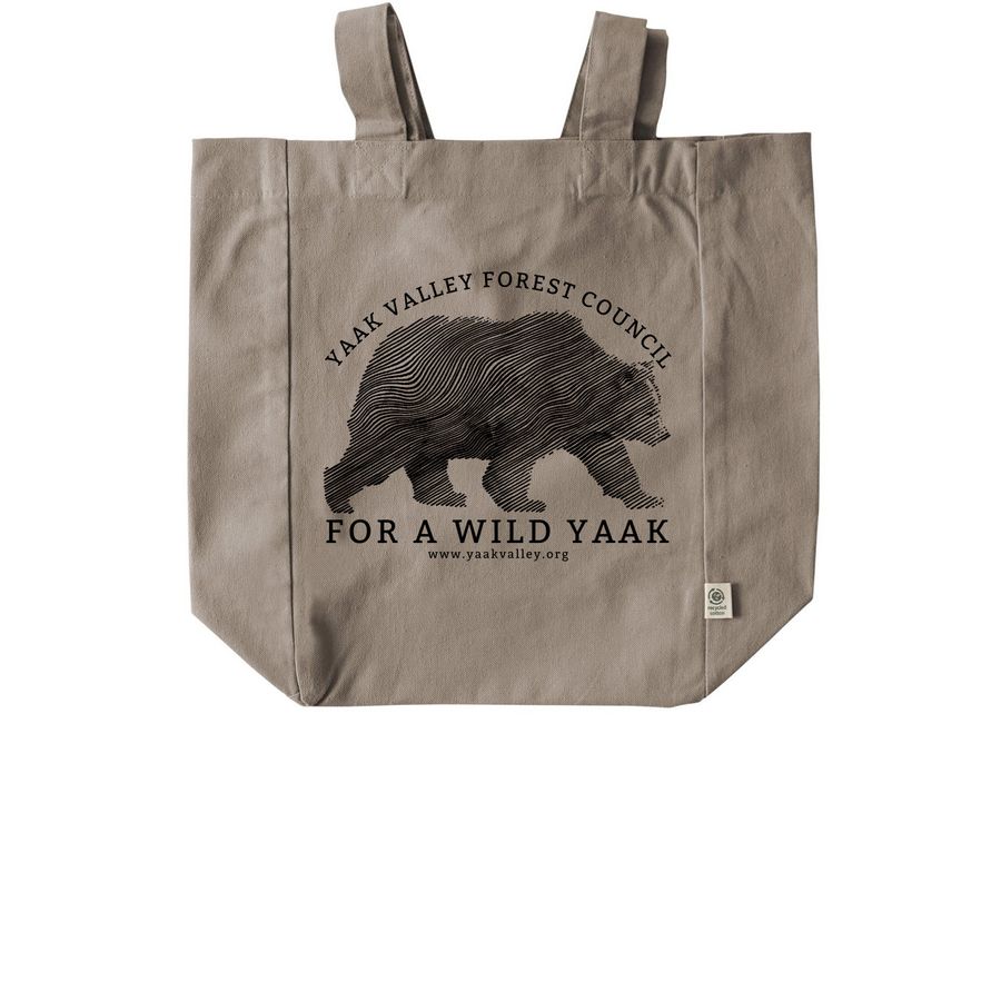 Save the Yaak Grizzly Tote, a Pumice Recycled Cotton Tote Bag