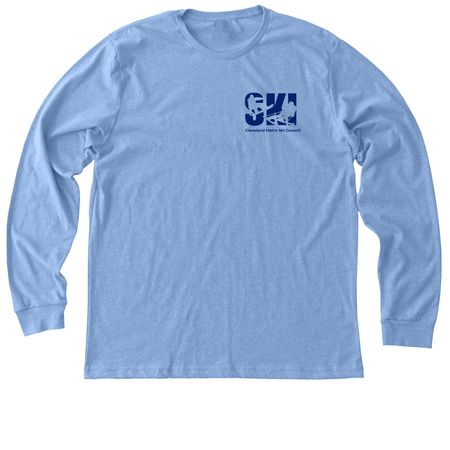 Cleveland Metro Ski Council, a Heather Carolina Blue Premium Long Sleeve Tee (back-view)