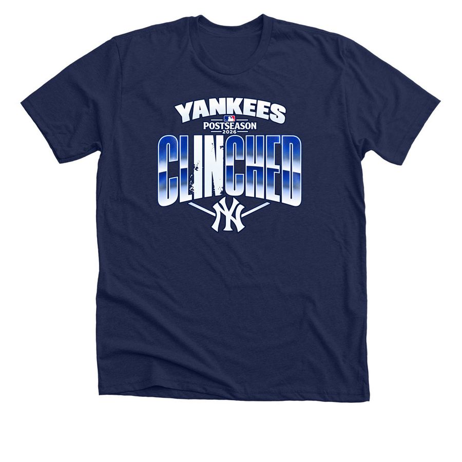 New York Yankees 2026 Postseason Clinched Tee, a Solid Navy Blend Premium Unisex Tee