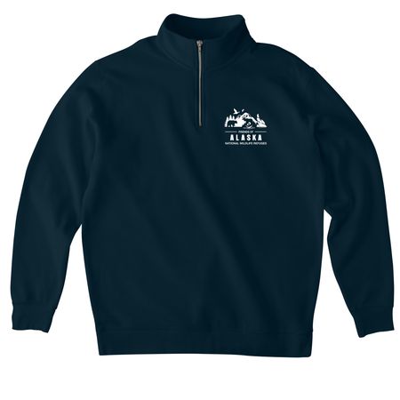 Friends Logo Gear, a Classic Navy Midweight Quarter Zip Pullover