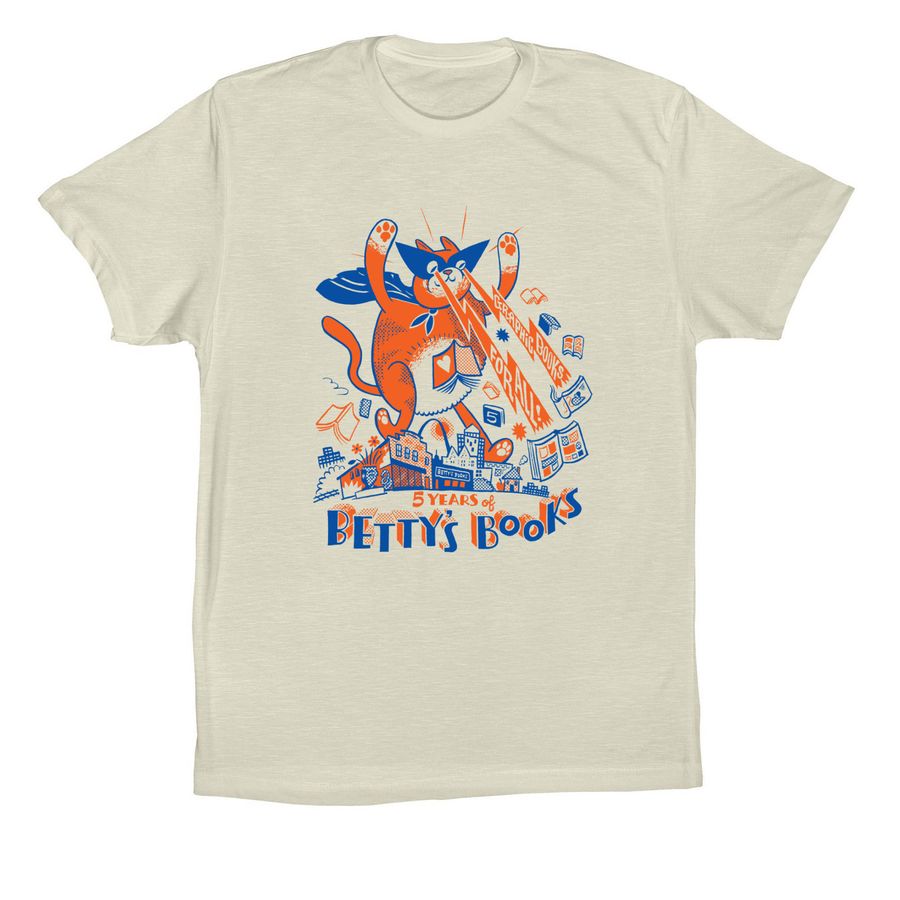 5-Year Anniversary Design: Kaiju Comics Cat!, a Natural Premium Cotton Tee