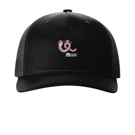 Duggie Hats, a Black Printed Five-Panel Trucker Cap