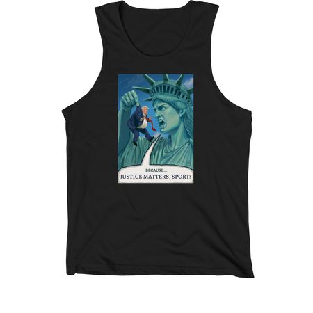 JUSTICE MATTERS, SPORT!, a Black Premium Cotton Tank