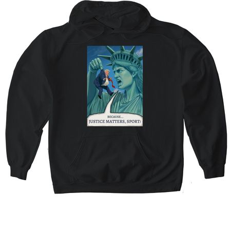 JUSTICE MATTERS, SPORT!, a Black Gildan Softstyle Pullover Hoodie