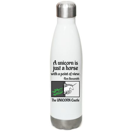 For the Thirsty Unicorn!, a White Stainless Steel Water Bottle