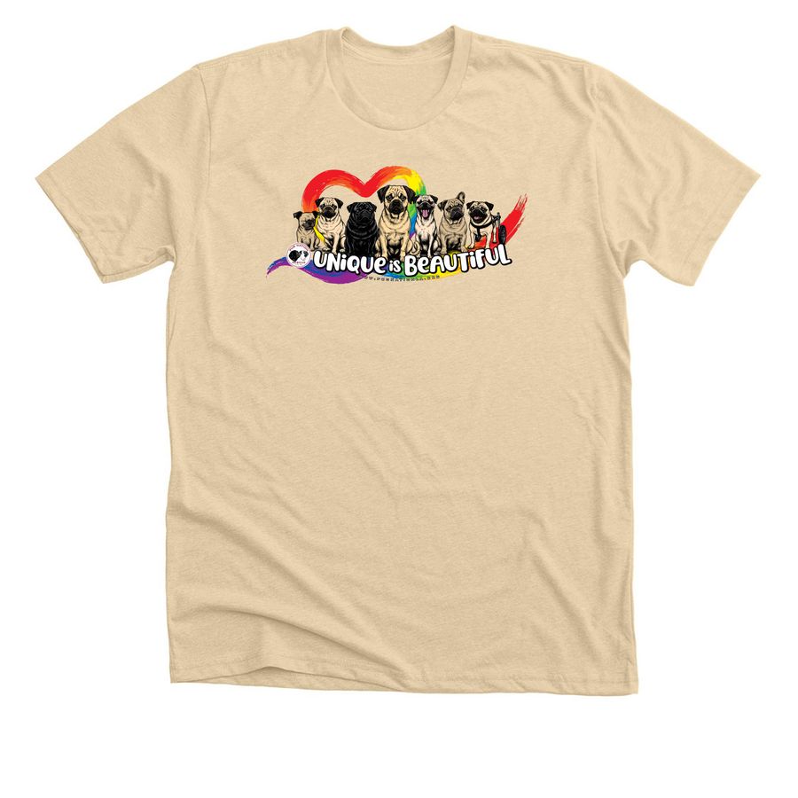 Pug Nation Limited Edition Pride Shirt, a Heather Soft Cream Premium Unisex Tee