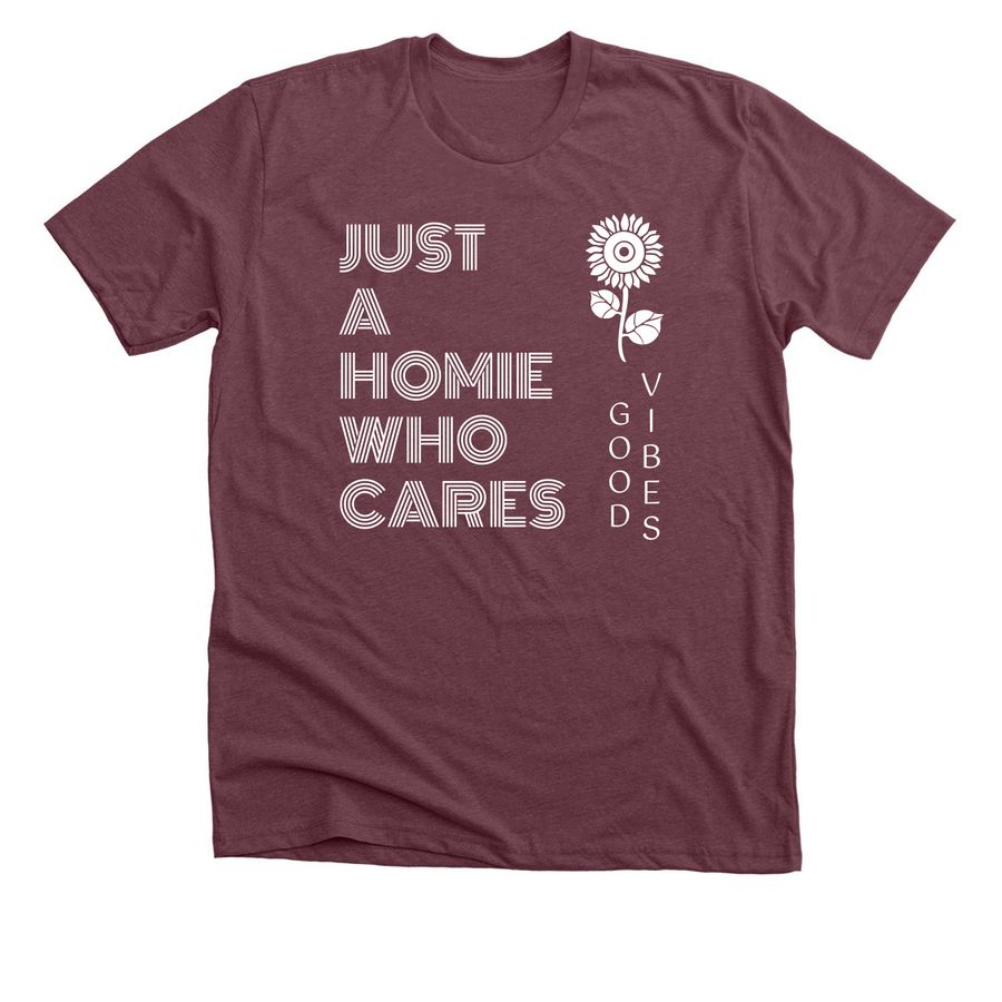 JAHWC - Good Vibes, Homies, a Heather Maroon Premium Unisex Tee