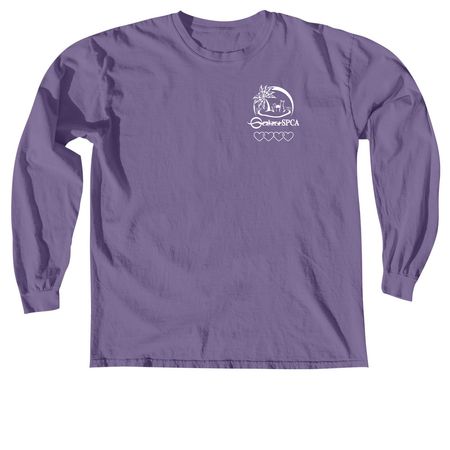 Oahu SPCA Hearts- The Cool Colors, a Grape Comfort Colors Long Sleeve Tee