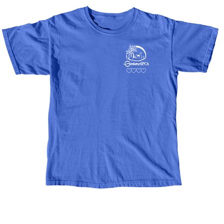 Oahu SPCA Hearts- The Cool Colors, a Flo Blue Comfort Colors Unisex Tee