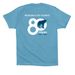 Celebrating 80 Years - Red Wolf T-shirts, a Ocean Blue Premium Cotton Tee (back-view)