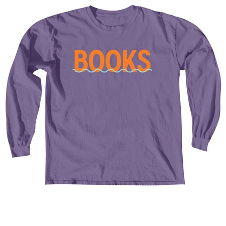 Flooded BOOKS Tee, a Grape Comfort Colors Long Sleeve Tee