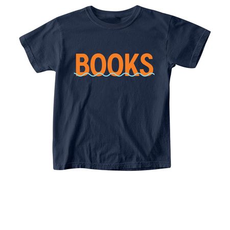 Flooded BOOKS Tee, a True Navy Comfort Colors Youth Tee
