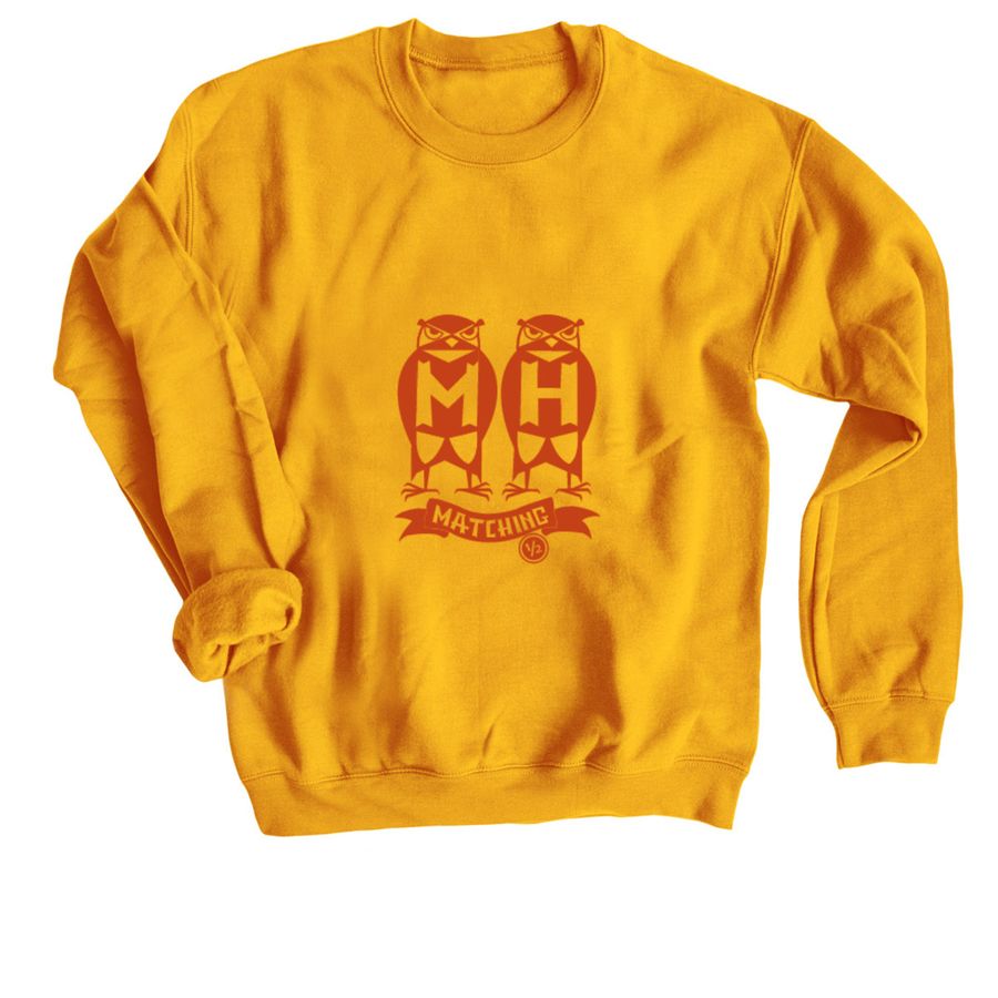 Matching Half Owls Sweatshirt, a Gold Crewneck Sweatshirt