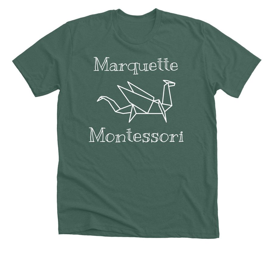 Adult, Origami Dragon, Greens & Yellows, a Heather Forest Premium Unisex Tee