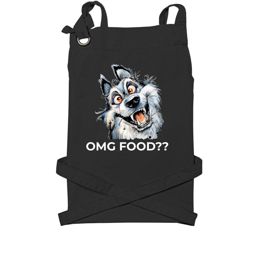 Food Time!, a Black Cotton Canvas Pocket Apron