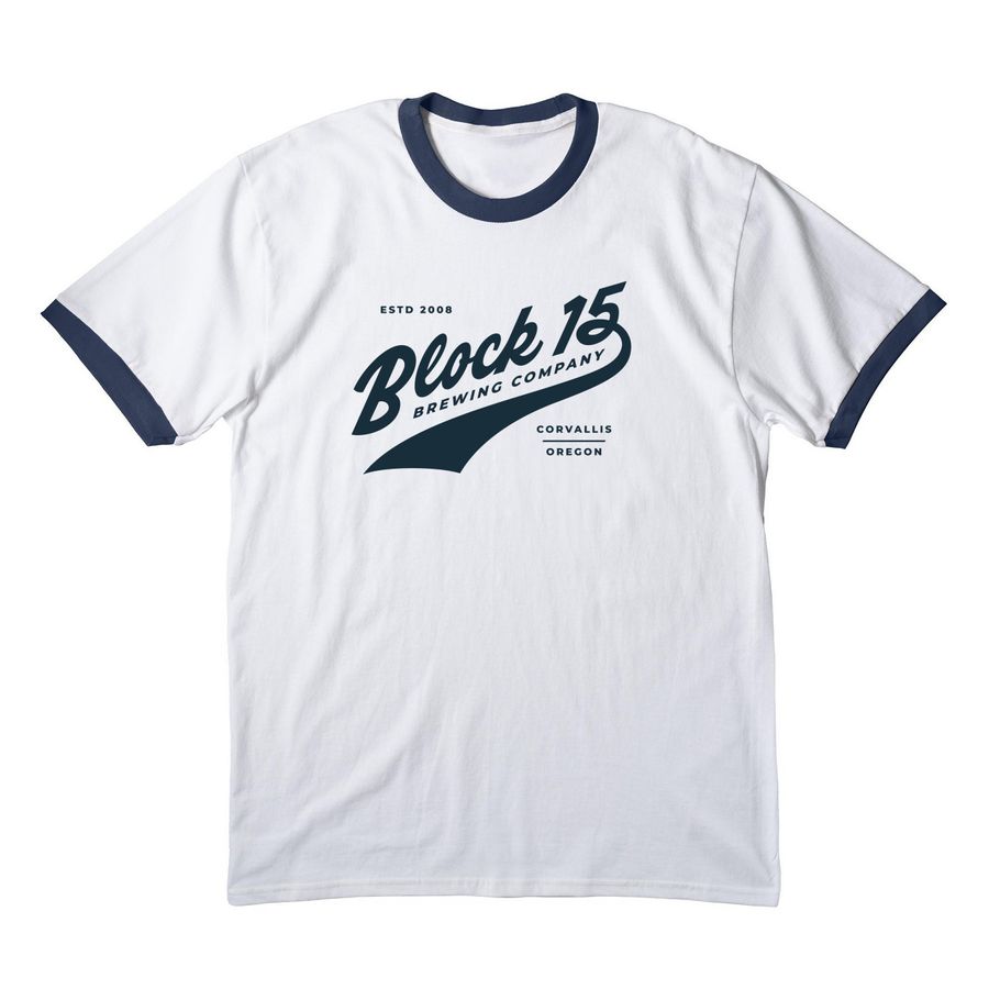 The Vintage Collection ? Dark Logo, a White/ Navy Cotton Ringer Tee