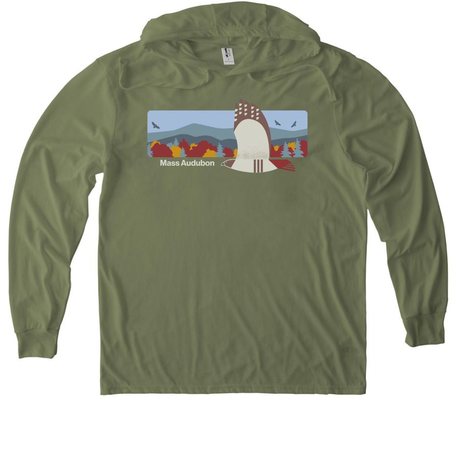 Go Wild for Red Tailed Hawks, a Olive You Green Allmade Eco Triblend Hoodie Tee