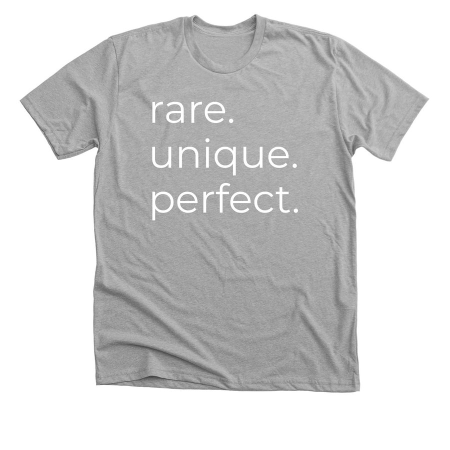 Rare. Unique. Perfect., a Athletic Heather Premium Unisex Tee