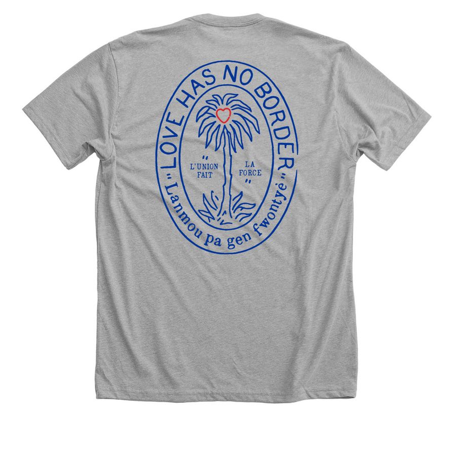 Support Haitian Immigrants in Springfield, OH, a Athletic Heather Premium Unisex Tee (back-view)