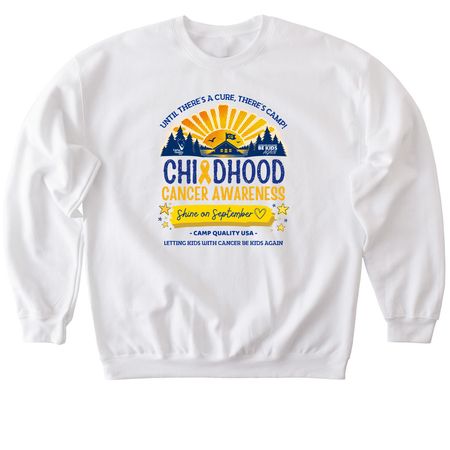 Until There's a Cure, There's Camp!, a White Softstyle Crewneck Sweatshirt