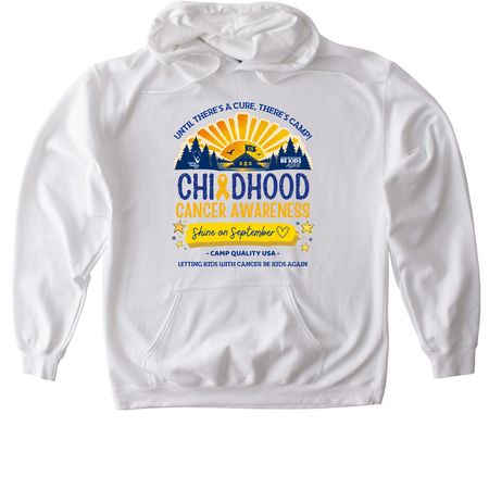 Until There's a Cure, There's Camp!, a White Gildan Softstyle Pullover Hoodie