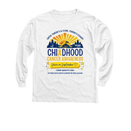 Until There's a Cure, There's Camp!, a White Youth Long Sleeve Tee