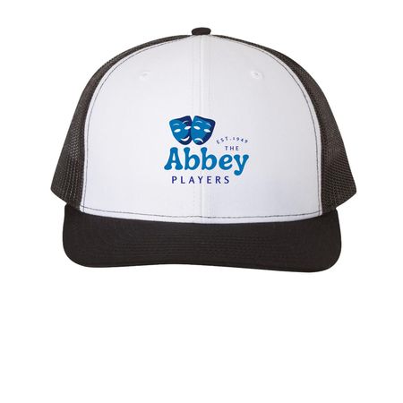Abbey Players Hats, a White/Black Printed Snapback Trucker Cap