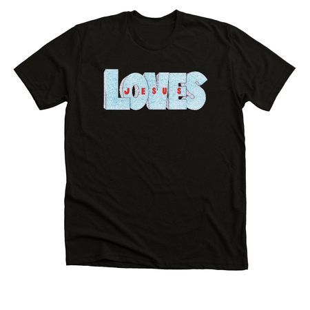 Jesus Loves, a Solid Black Blend Premium Unisex Tee