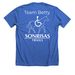 "Let'er Rip", a Heather True Royal Premium Unisex Tee (back-view)