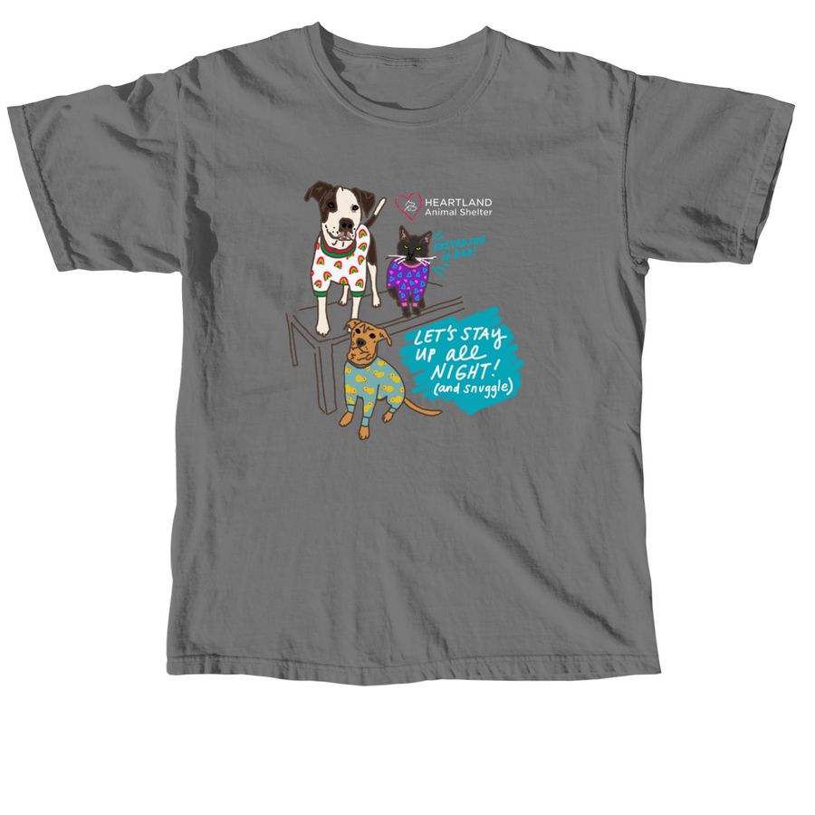 Slumber Pawty 2026 - Heartland Animal Shelter, a Grey Comfort Colors Unisex Tee
