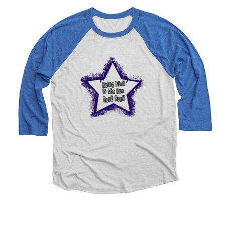 Kindness is Punk Rock, a Vintage Royal and Heather White 3/4 Sleeve Baseball Tee