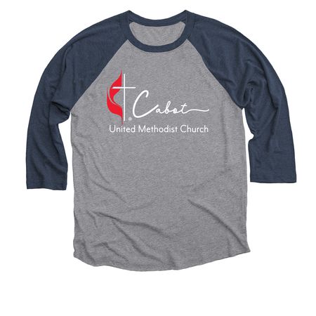 CUMC White/Red Logo Shirts, a Vintage Navy and Premium Heather 3/4 Sleeve Baseball Tee