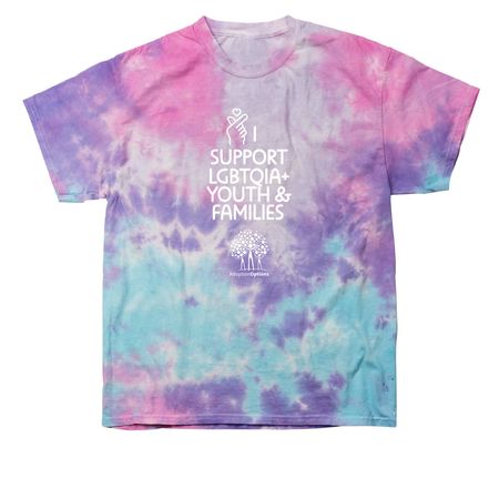 I Support LGBTQIA+ Youth and Families, a Cotton Candy Classic Tie Dye Tee