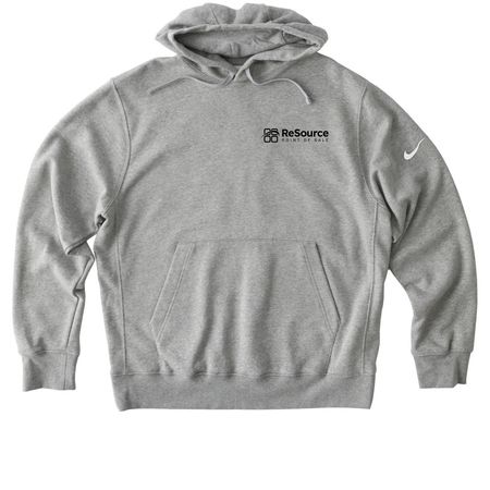 ReSource Point of Sale- Black Logo, a Dark Grey Heather Nike Club Fleece Pullover Hoodie