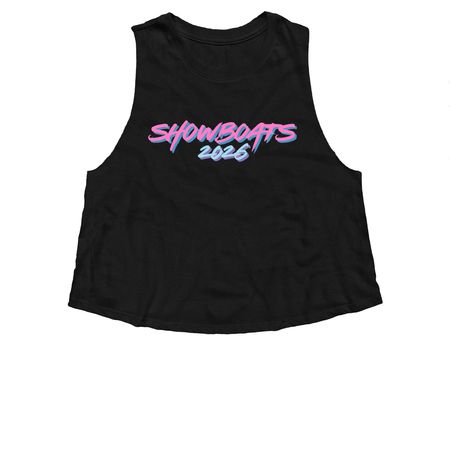 Showboats 2026, a Solid Black Blend Women?s Cropped Racerback Tank