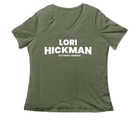 Lori Hickman for Attorney General, a Military Green Women's Relaxed V-Neck Tee