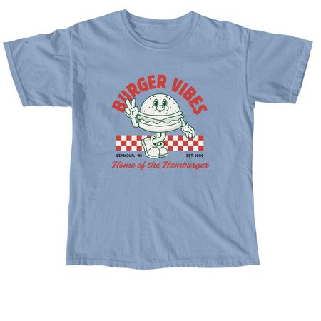 Burger Vibes&nbsp;, a Washed Denim Comfort Colors Unisex Tee