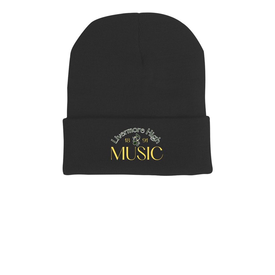 Knitted Beanies, a Black Printed Cuffed Beanie