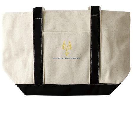 New England Law Review Tote, a Natural/Black Large Two-Tone Canvas Tote Bag