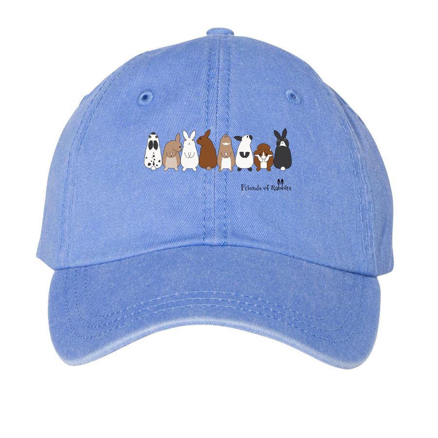 Bunny Line Hats, a Periwinkle Printed Pigment Dye Baseball Cap
