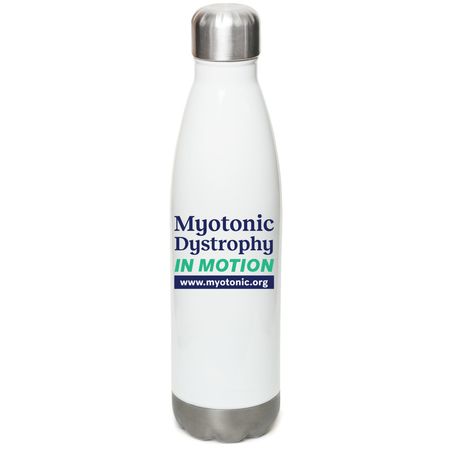 Myotonic Dystrophy In Motion, a White Stainless Steel Water Bottle
