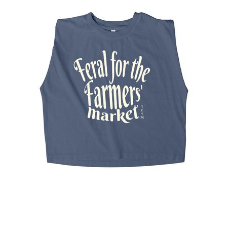 Feral for the Farmers' Market, a Faded Navy Women's Heavyweight Garment Dye Muscle Tee